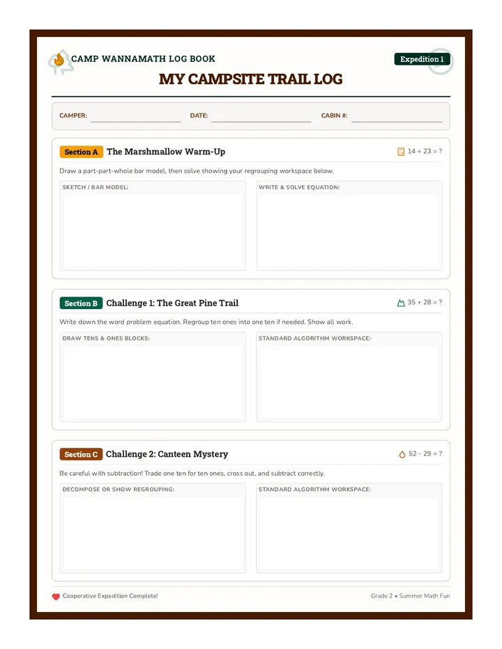 Campfire Math Worksheet