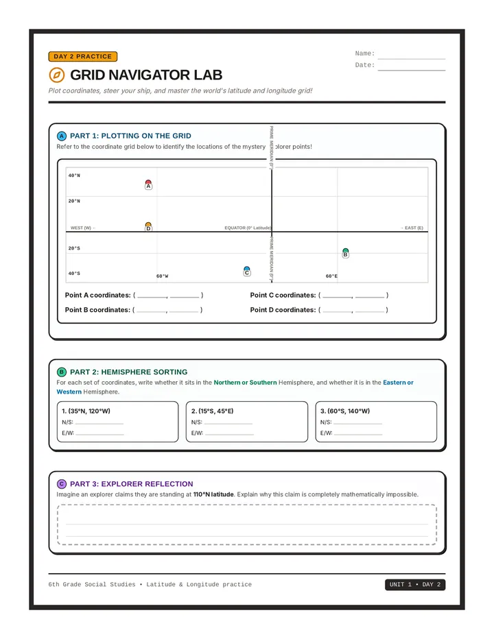 Latitude Longitude Worksheet