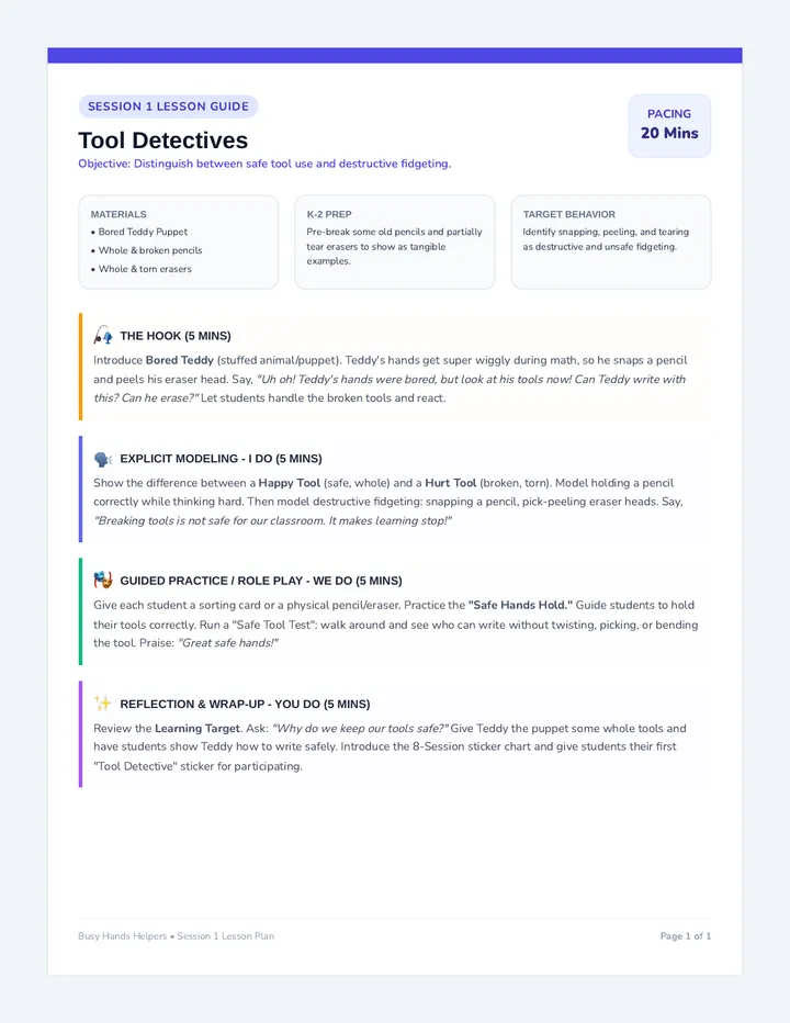 Tool Detectives Lesson Guide