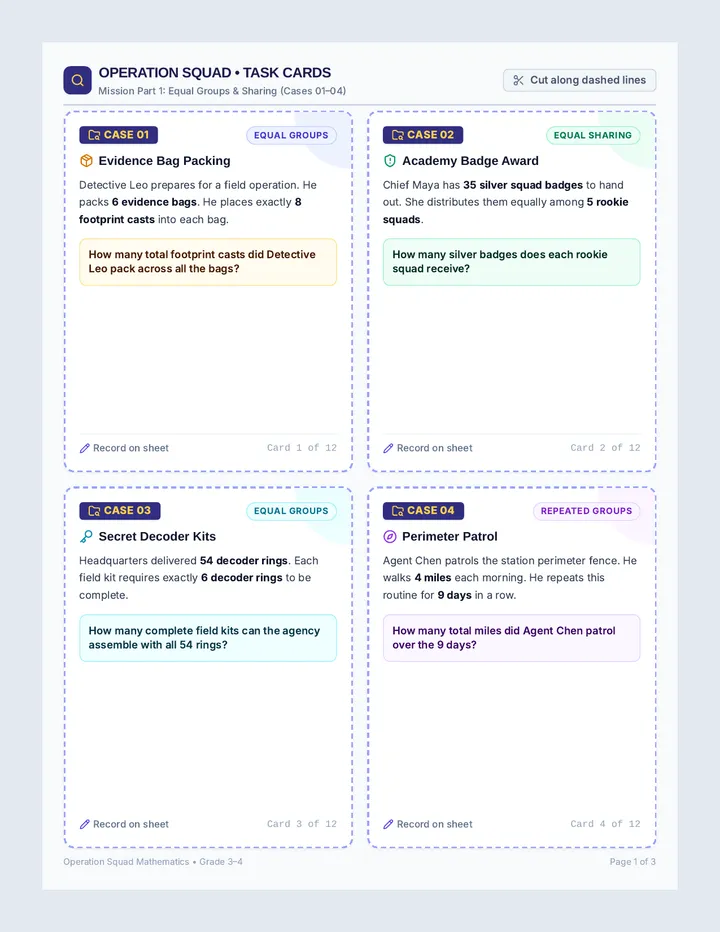 Operation Squad Task Cards