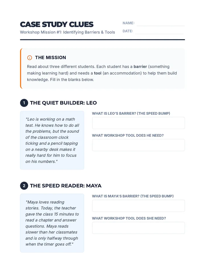 Case Study Clues Worksheet