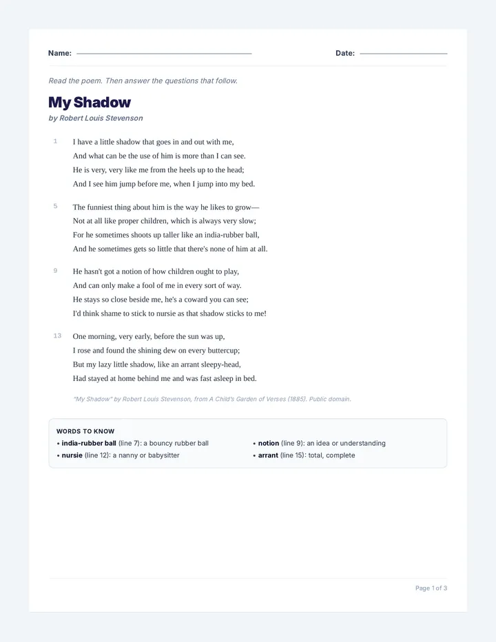 Shadows ACE Student Handout