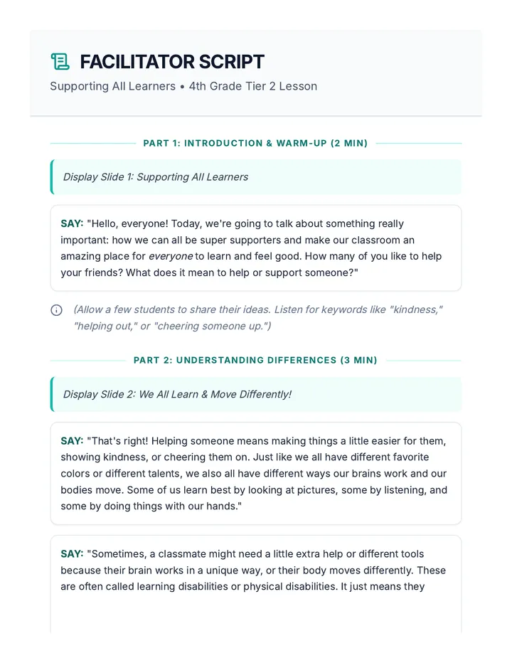 Supporting All Learners Script