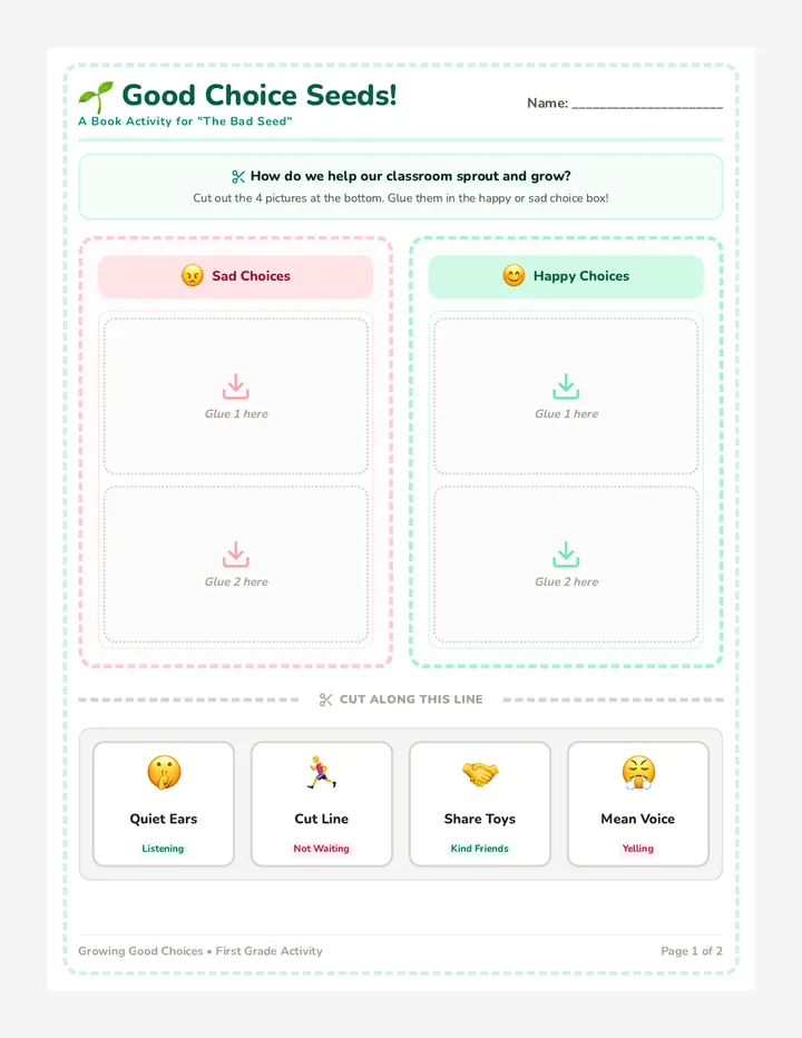 Sprouting Choices Worksheets