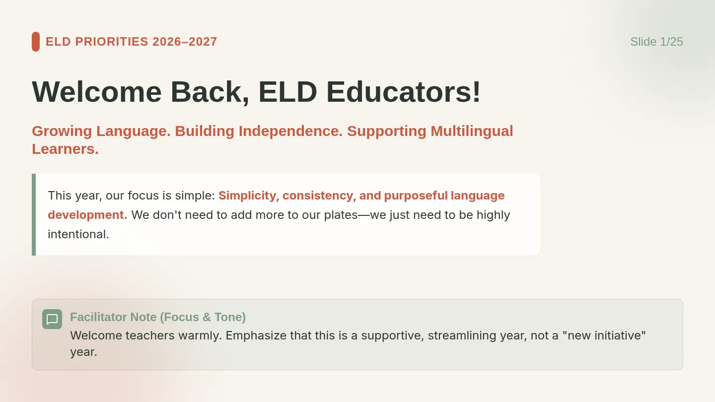 ELD Priorities Presentation Slides