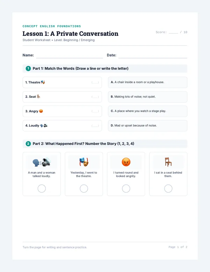 Conversation Starter Worksheet