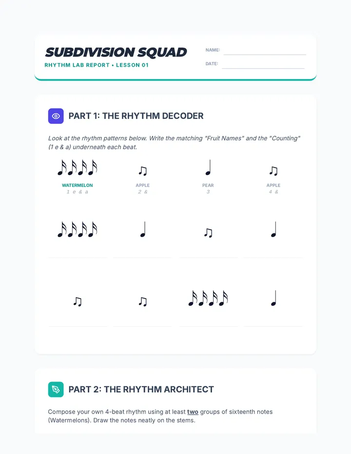 Subdivision Squad Worksheet