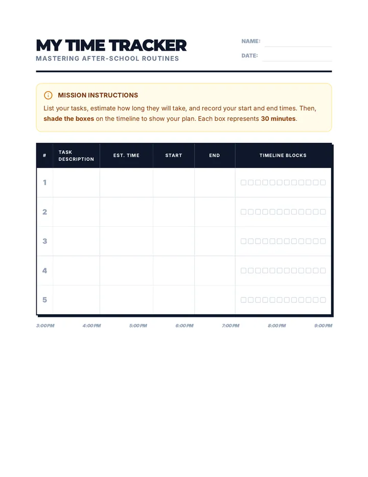 My Time Tracker Worksheet