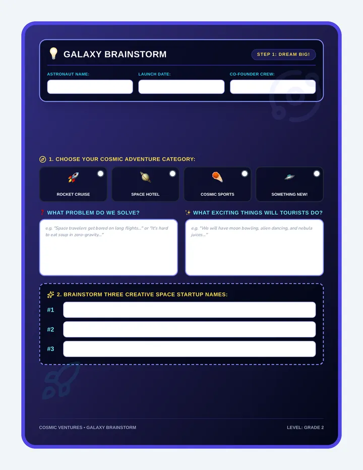 Galaxy Brainstorm Worksheet