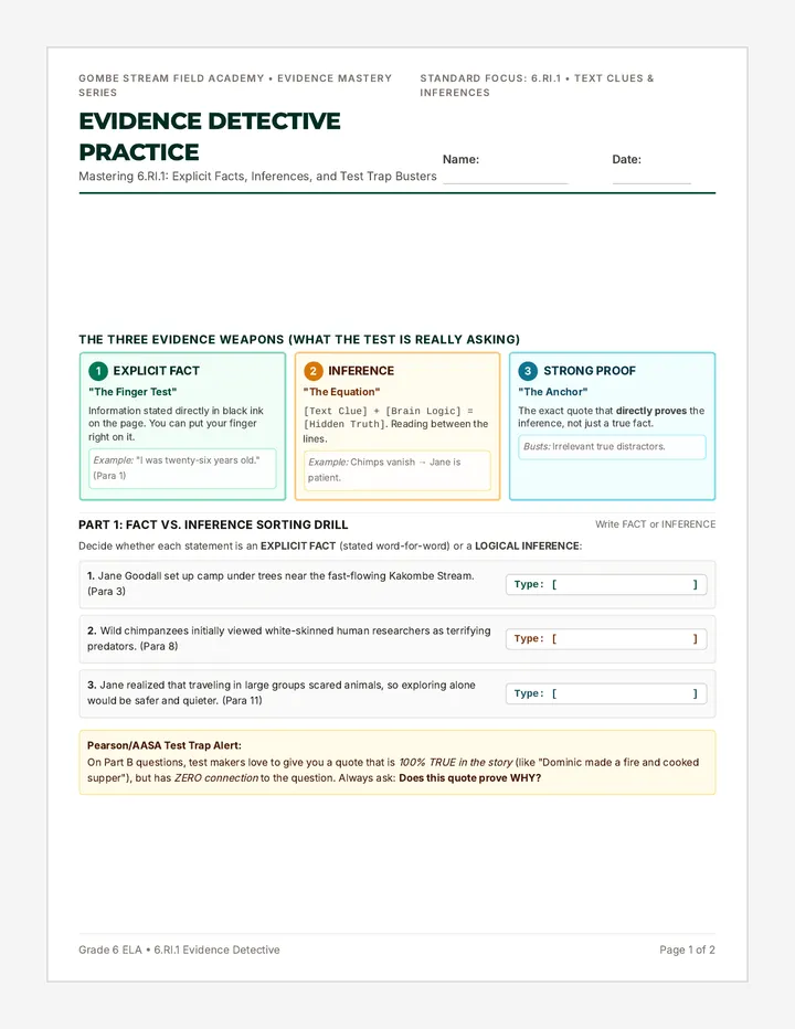 Evidence Detective Practice Worksheet