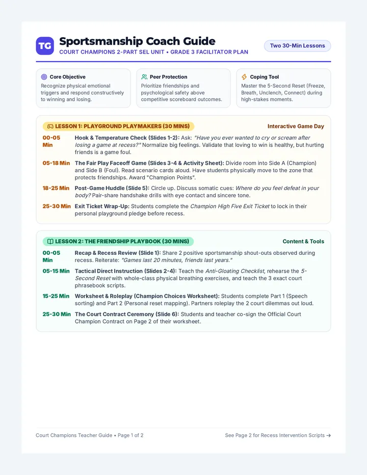 Sportsmanship Coach Teacher Guide