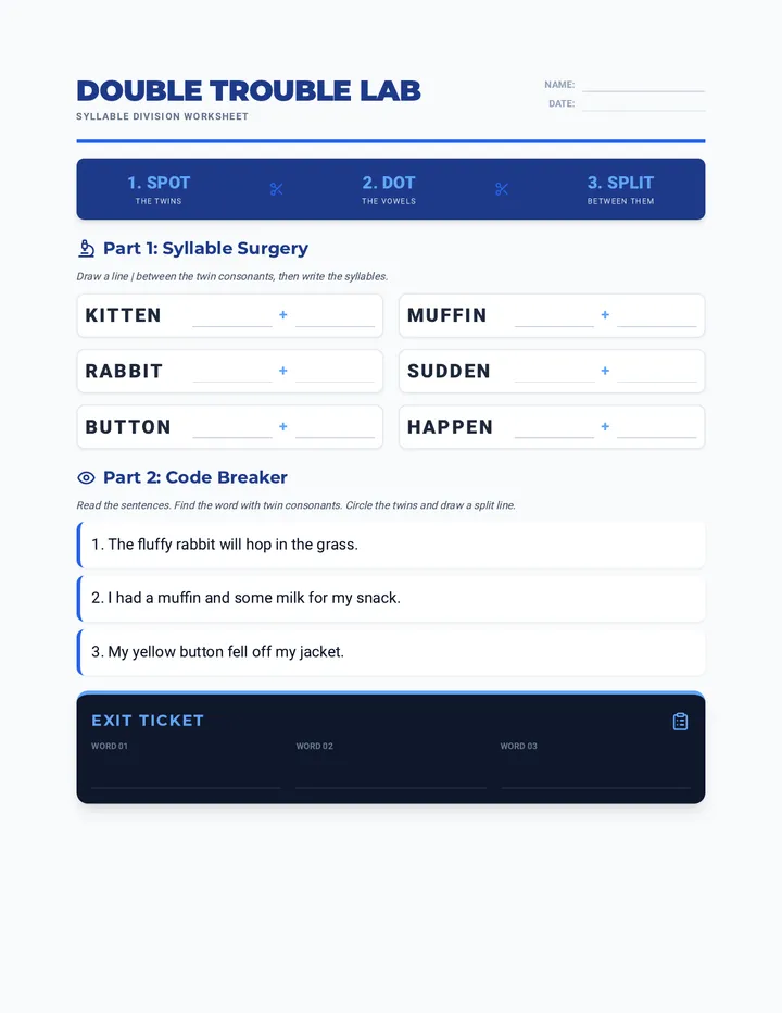 Double Trouble Worksheet
