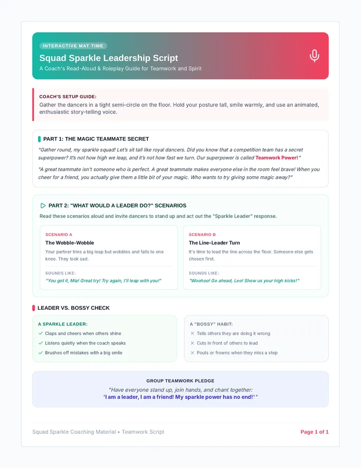 Squad Sparkle Leadership Script