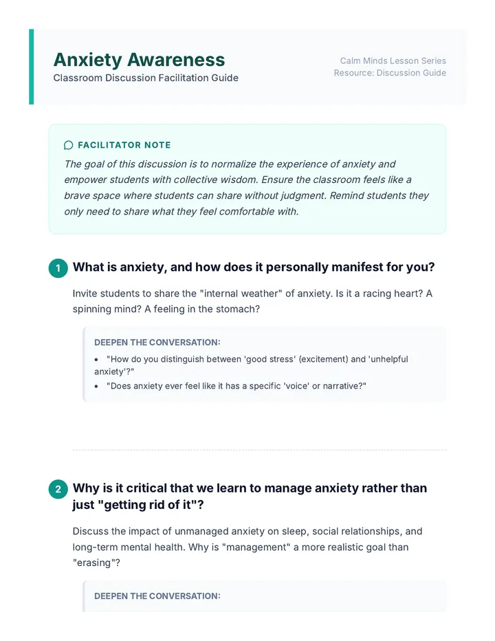 Anxiety Awareness Discussion Guide