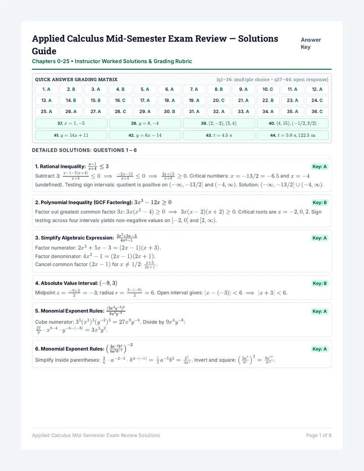 Calculus Solutions Guide