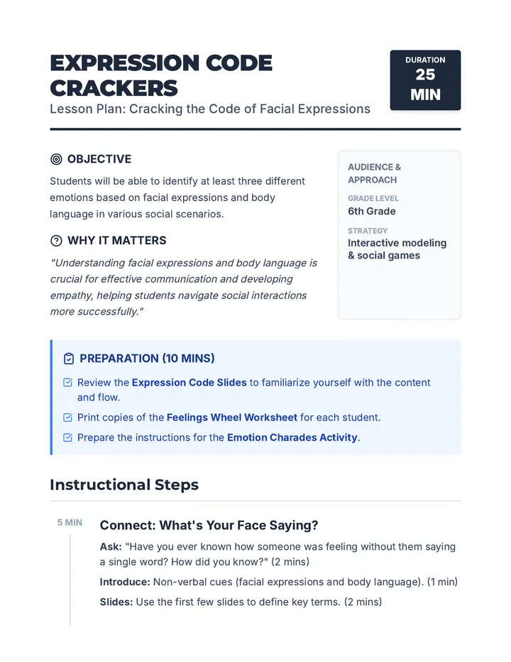 Expression Code Lesson Plan