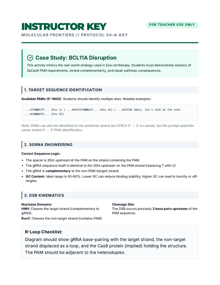Gene Surgery Answer Key