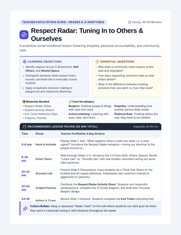 Respect Radar Teacher Guide