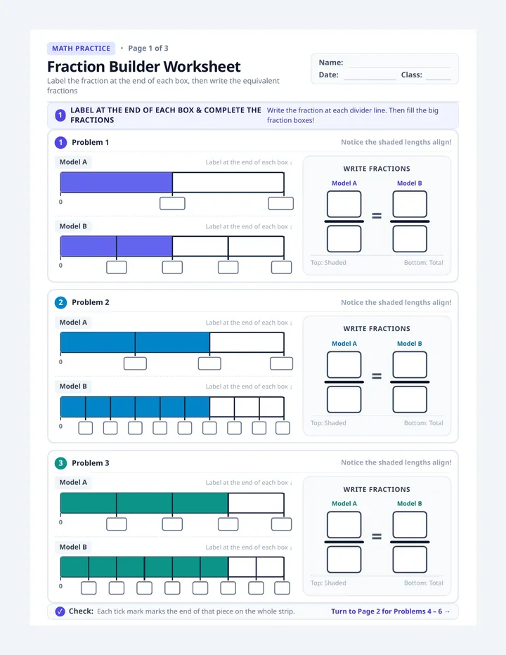 Fraction Builder Worksheet