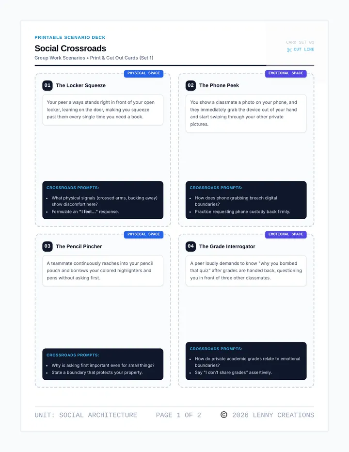 Social Crossroads Task Cards