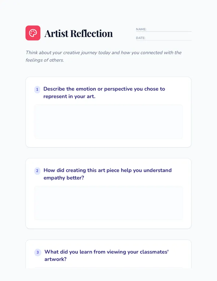 Empathy Reflection Worksheet