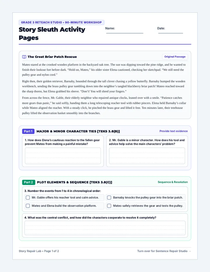 Story Sleuth Activity Pages