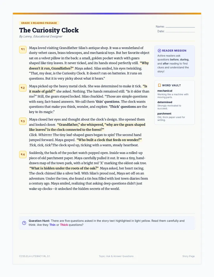 Curiosity Clock Passage