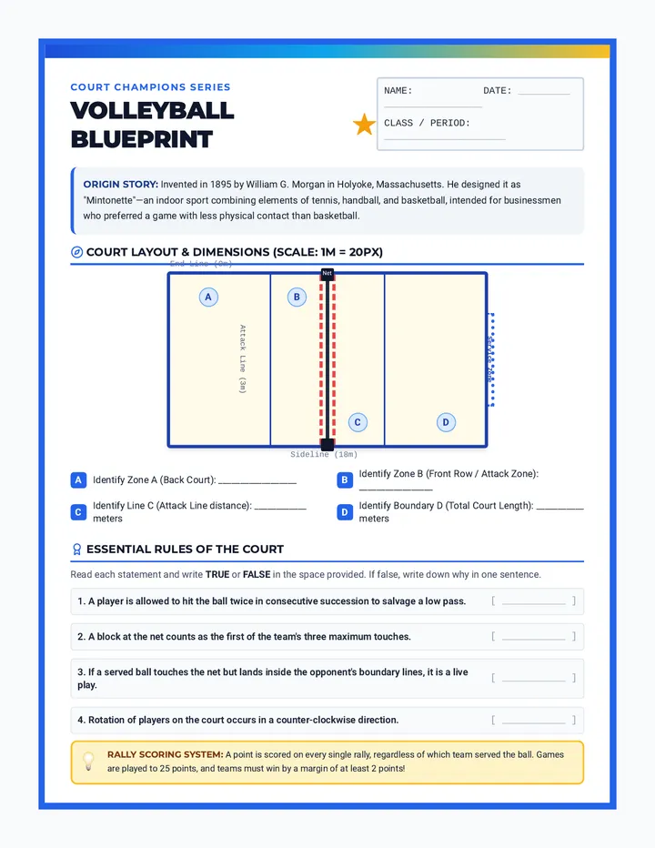 Volleyball Court Champions Sheet