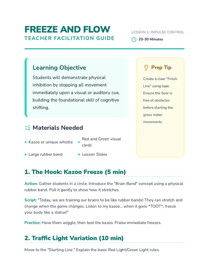 Freeze and Flow Teacher Guide
