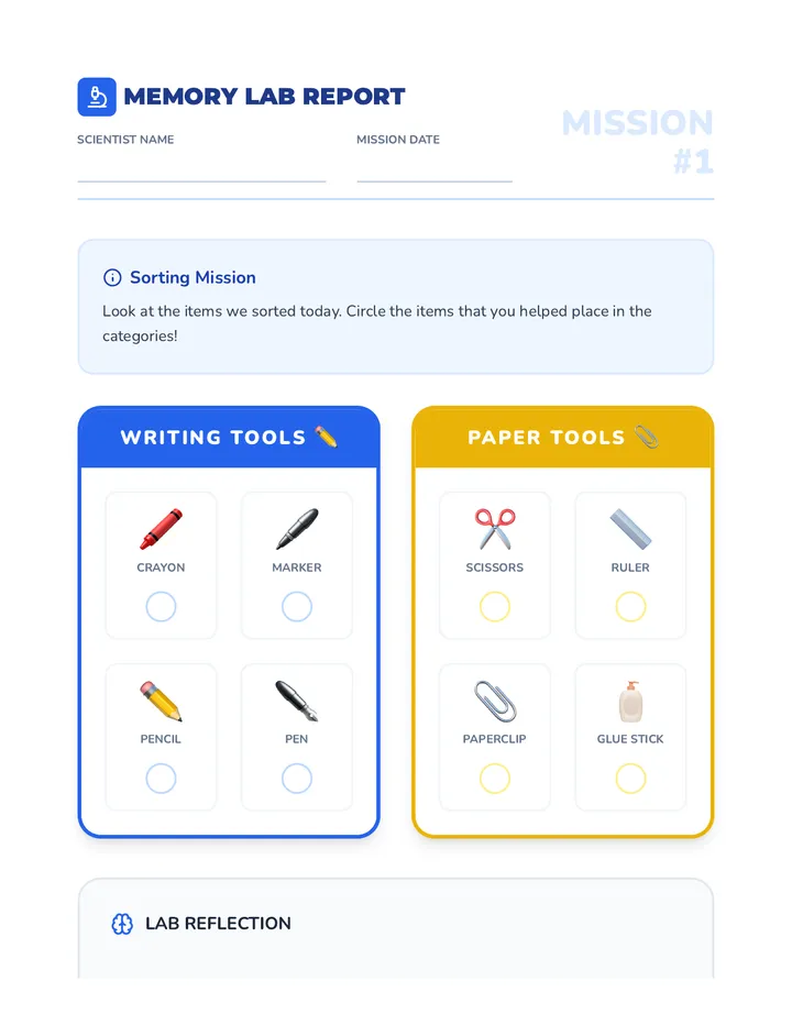 Sorting Station Worksheet