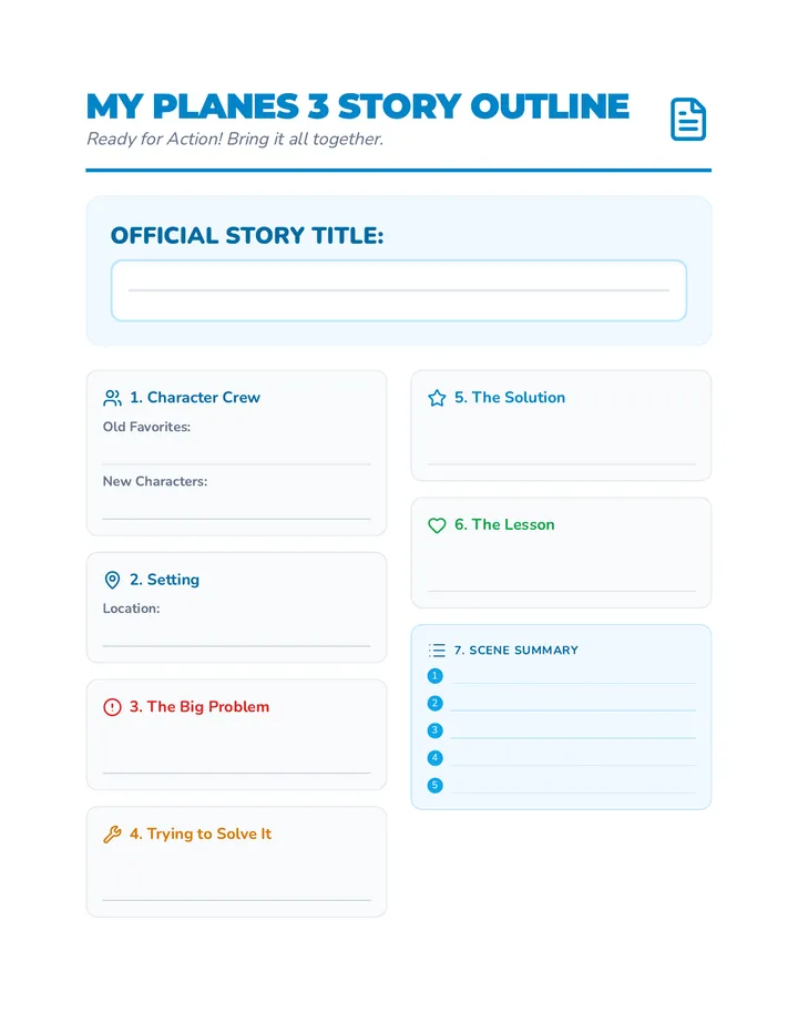 My Planes 3 Story Outline Worksheet
