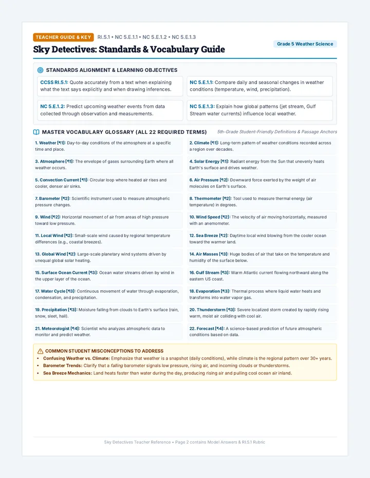Sky Detectives Answer Key