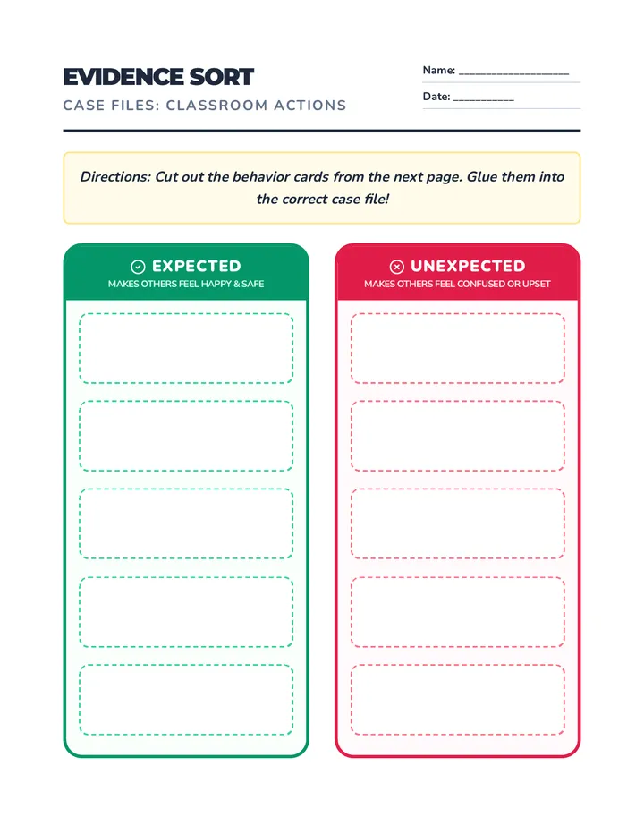 Behavior Sort Activity