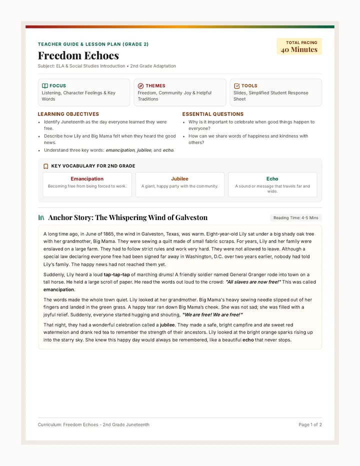Freedom Echoes Lesson Plan