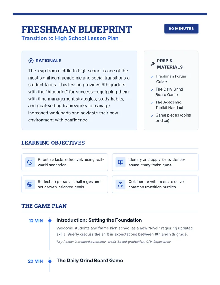 Freshman Blueprint Teacher Guide
