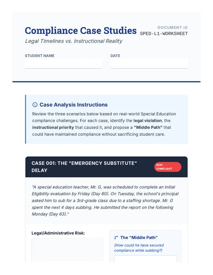 Compliance Case Studies Worksheet