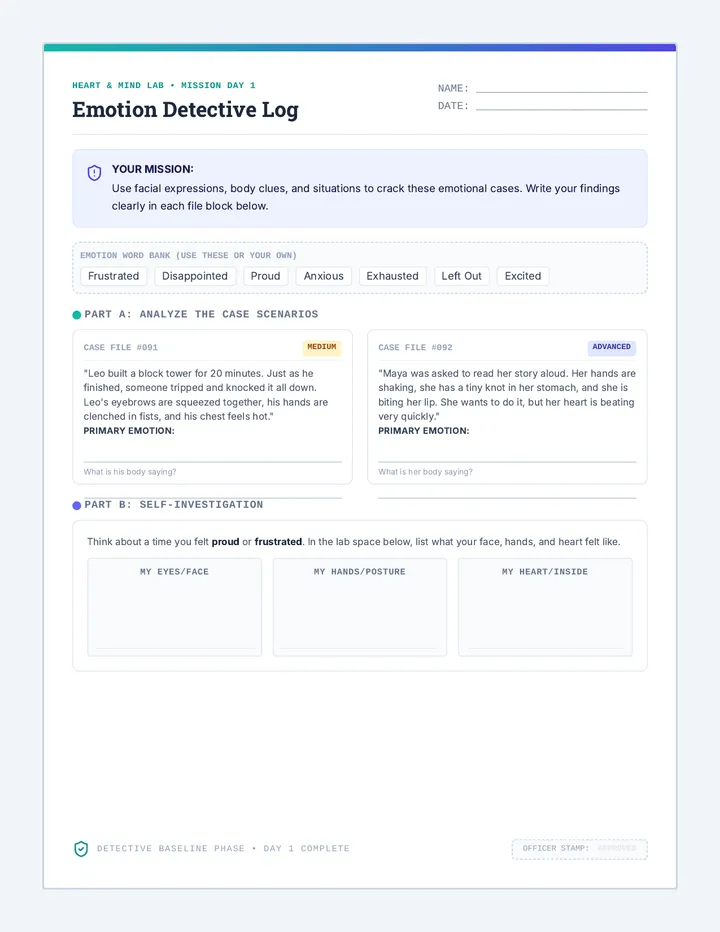 Emotion Detective Worksheet