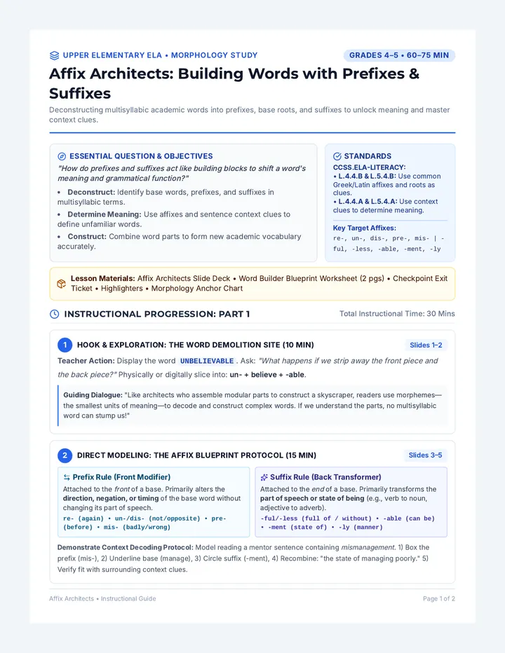 Affix Architects Lesson Plan