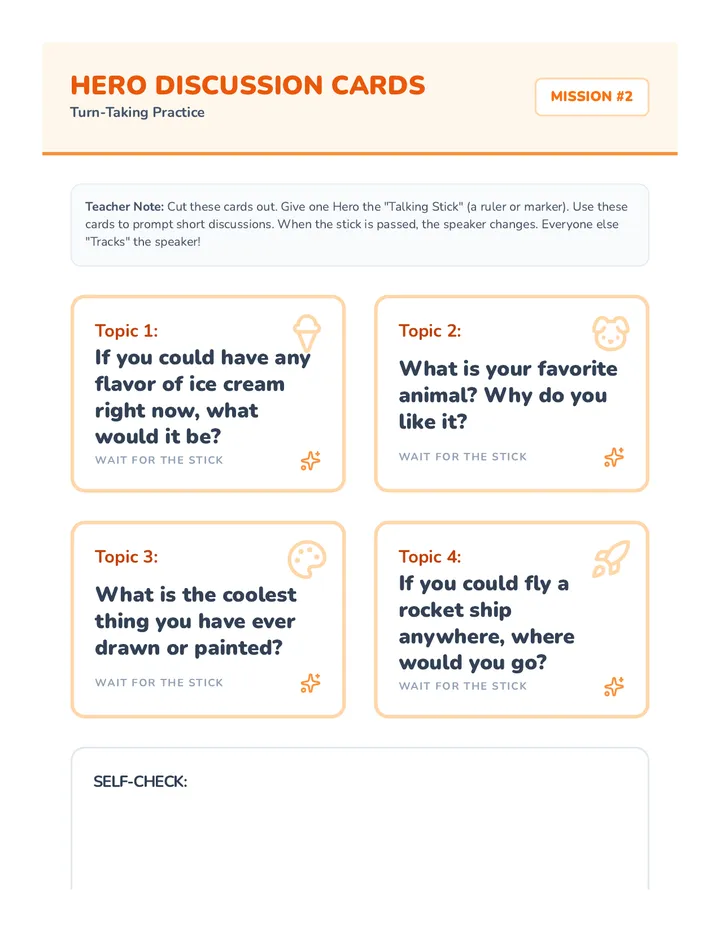 Hero Discussion Cards Activity