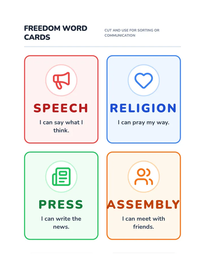 Freedom Word Cards
