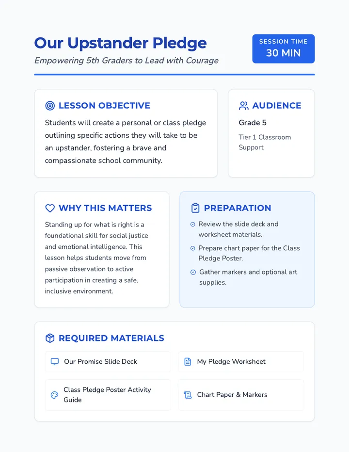 Upstander Pledge Lesson Plan