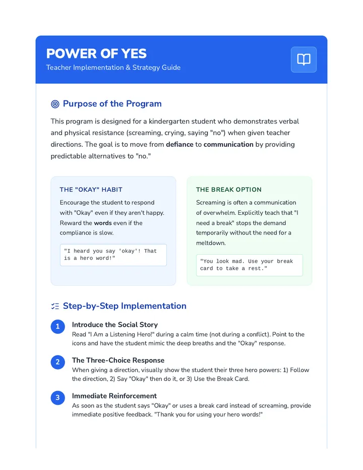 Power of Yes Teacher Guide