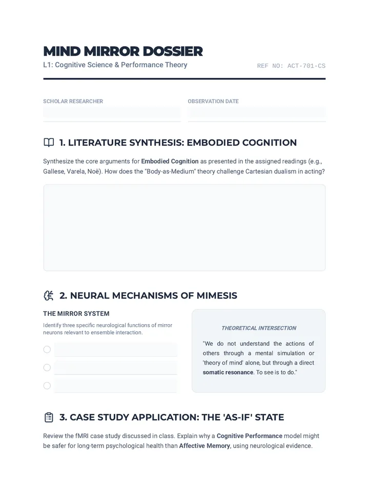 Embodied Cognition Organizer