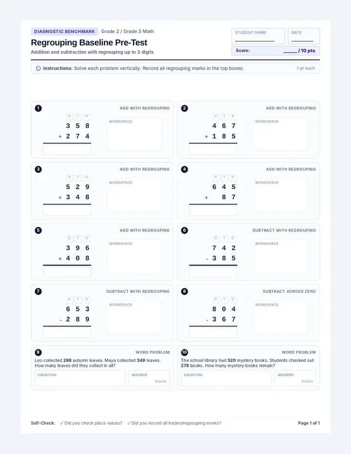 Regrouping Baseline Pre Test
