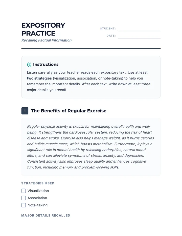Expository Practice Worksheet