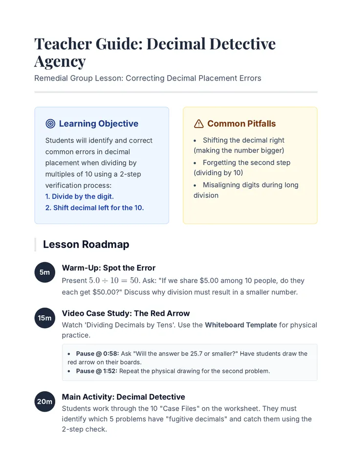 Decimal Detective Teacher Resource