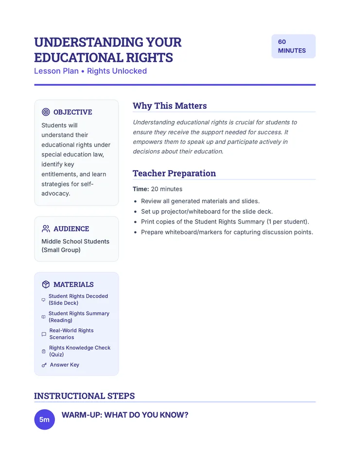 Educational Rights Lesson Plan