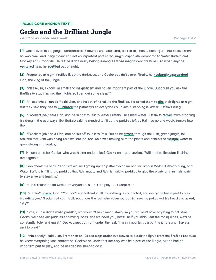 Folktale Reading Passages