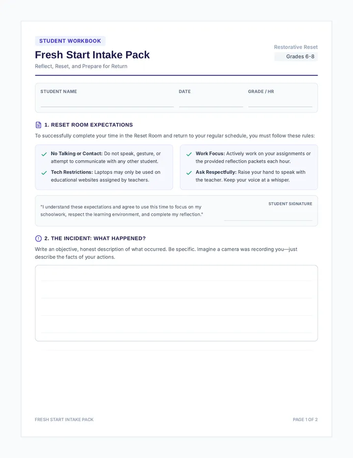 Fresh Start Intake Pack