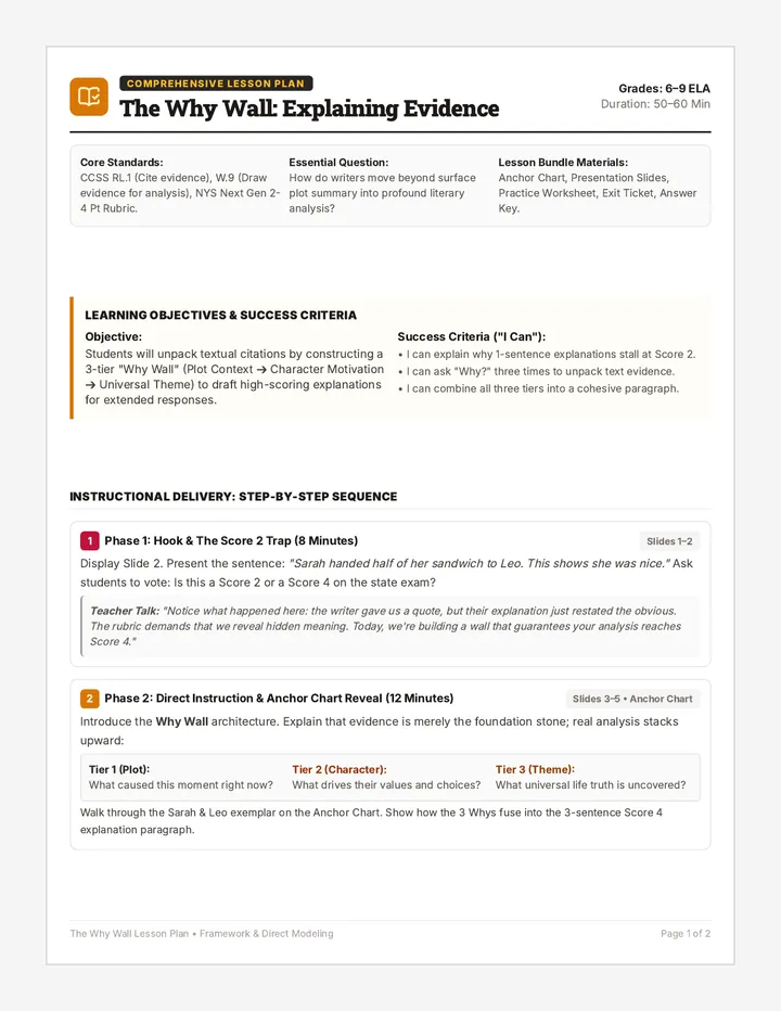 Why Wall Lesson Plan